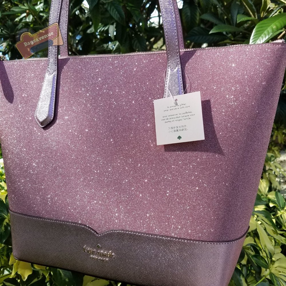 Rose Pink Lola Glitter Tote Bag Kate Spade glitter - Picture 11 of 13